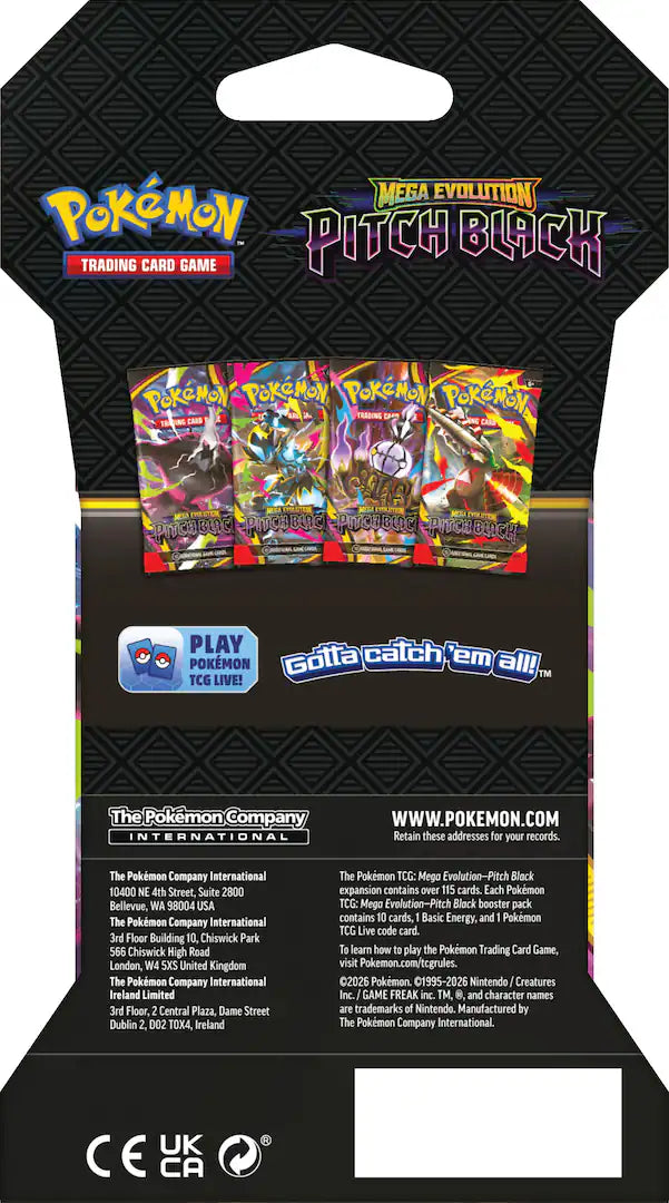 Pokémon - Mega Evolution— Pitch Black Sleeved Booster (1 Random Sleeved Booster )