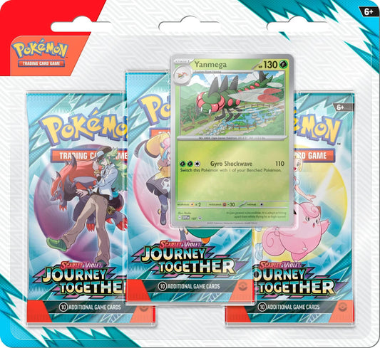Pokemon TCG: Scarlet & Violet - Journey Together Three-Booster Blister ( One Random Three Pack Blister Scrafty or Yanmega)