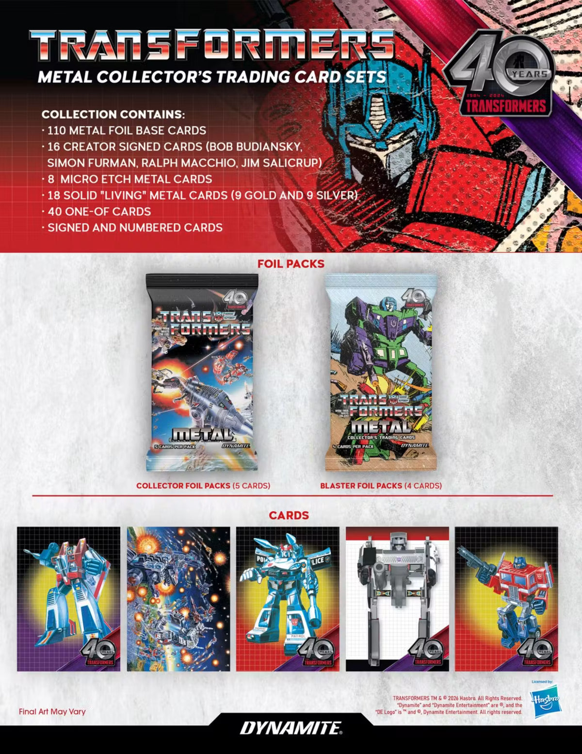 Dynamite Transformers 40th Metal Blaster Box (Preorder ships early October)