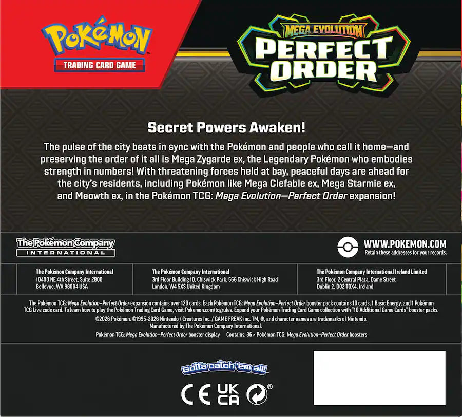 Pokémon - Trading Card Game: Mega Evolution - Perfect Order Booster Box ( Preorder Ships Late March)