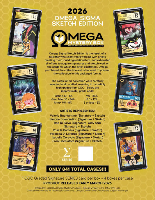 2026 Omega Mystery Box Sigma Sketch Edition Box featuring Lorcana's artists autographs and sketches!