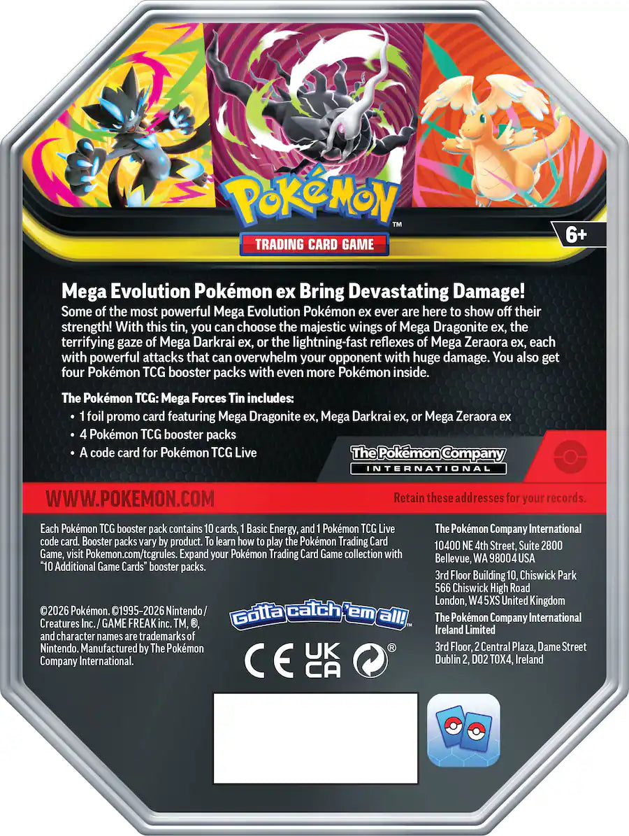 Mega Forces Tin ( One Random Tin) ( Pre- Order Ships on or around 8/28/26)